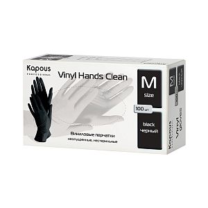 Перчатки виниловые неопудр., ЧЕРНЫЕ (M),, 100шт/упак., "Vinyl Hands Clean"   2816