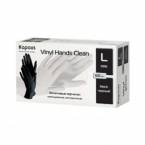 Перчатки виниловые неопудр., ЧЕРНЫЕ (L),, 100шт/упак., "Vinyl Hands Clean"   2817