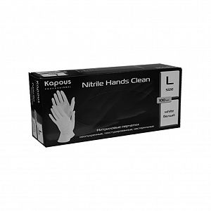 Перчатки нитриловые неопудр., (L), БЕЛЫЕ, 100шт/упак., "Nitrile Hands Clean"   2237