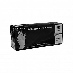 Перчатки нитриловые неопудр., (S), БЕЛЫЕ, 100шт/упак., "Nitrile Hands Clean"   2235