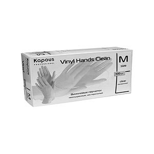 Перчатки виниловые неопудр., (M), ПРОЗРАЧНЫЕ, 100шт/упак., "Vinyl Hands Clean"   2223